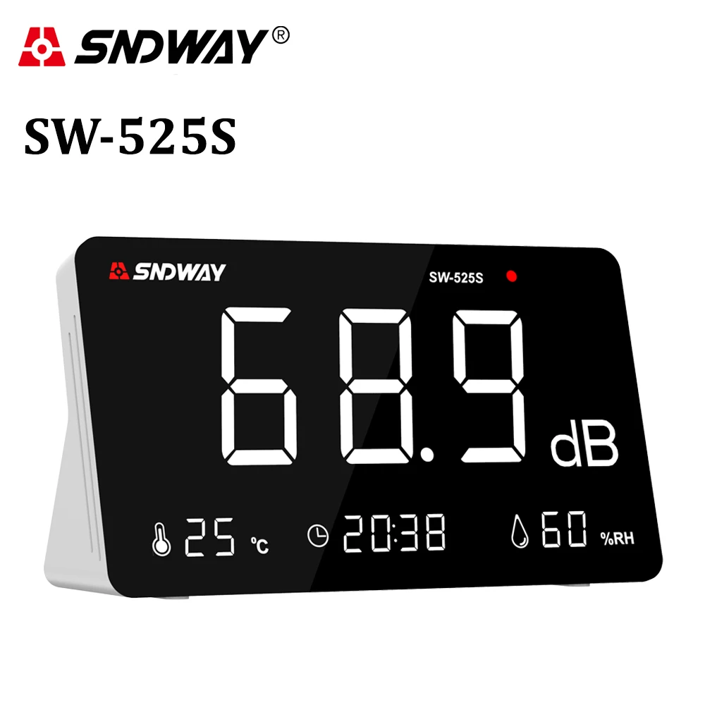 SNDWAY Digital 4 in 1 Sound Level Meter Temperature Humidity Meter 30~130db Decibel Meter Desk Noise Meter