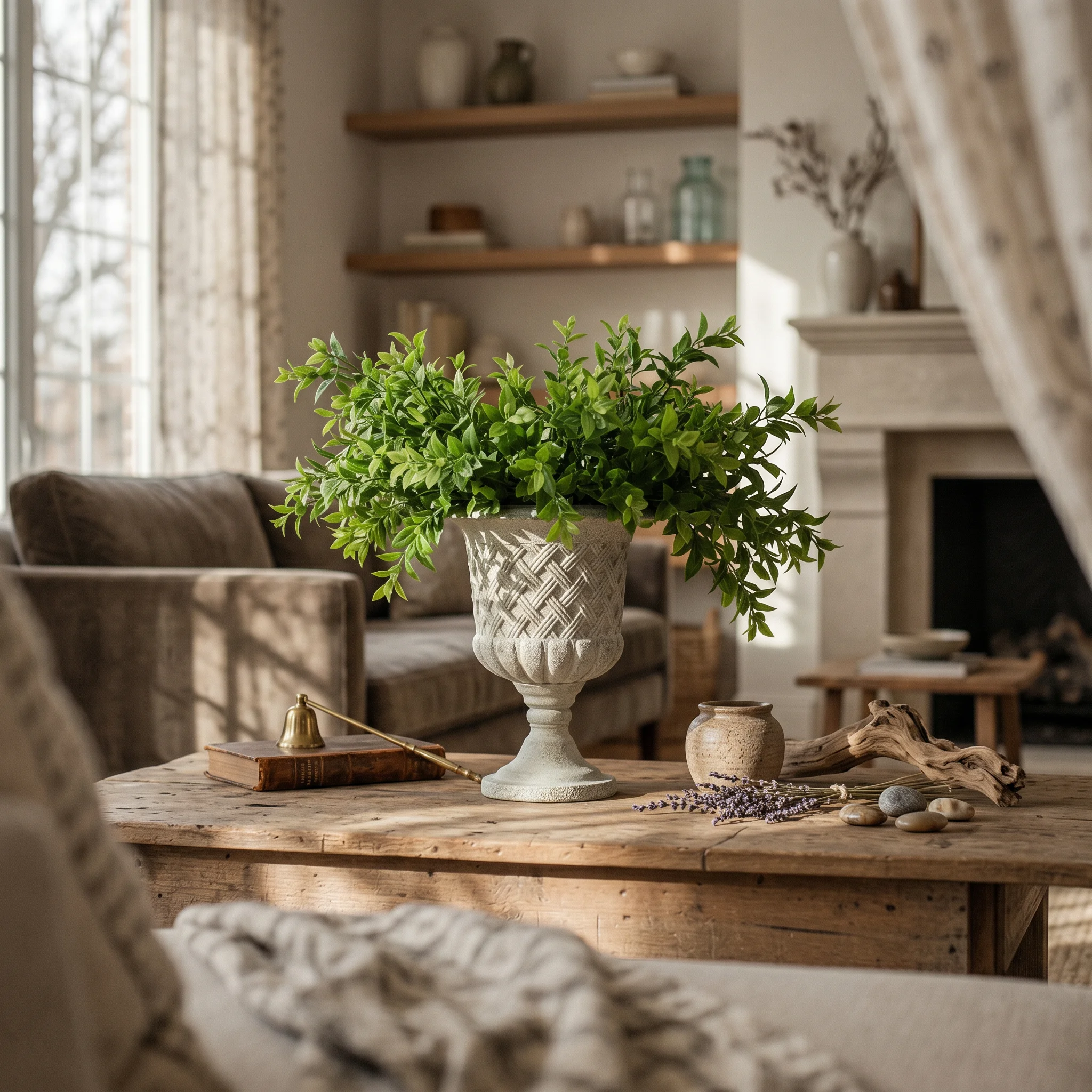 Decorative Vase Weathered Metal Vase Flower Urn Vintage-Inspired Vessel Classic for Entry Table, Mantel