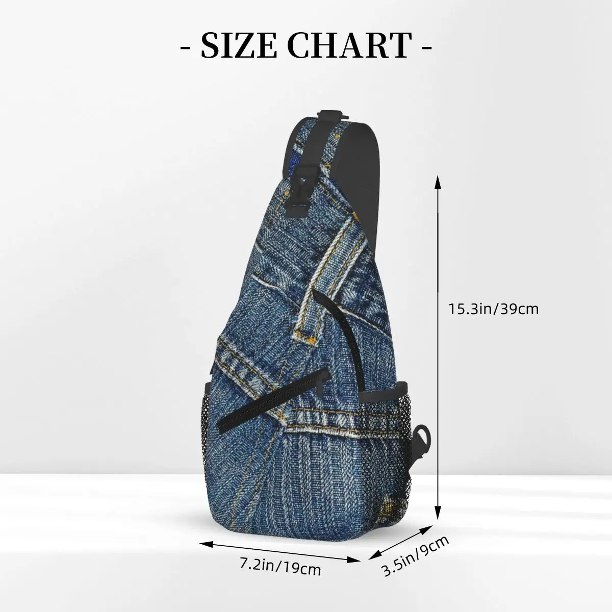 I Love Bluejeans Denim Sling Backpack for Men, Behind Pants, Hiking Chest Bag, Daypack, Crossbody Backpack, Initiated Powder