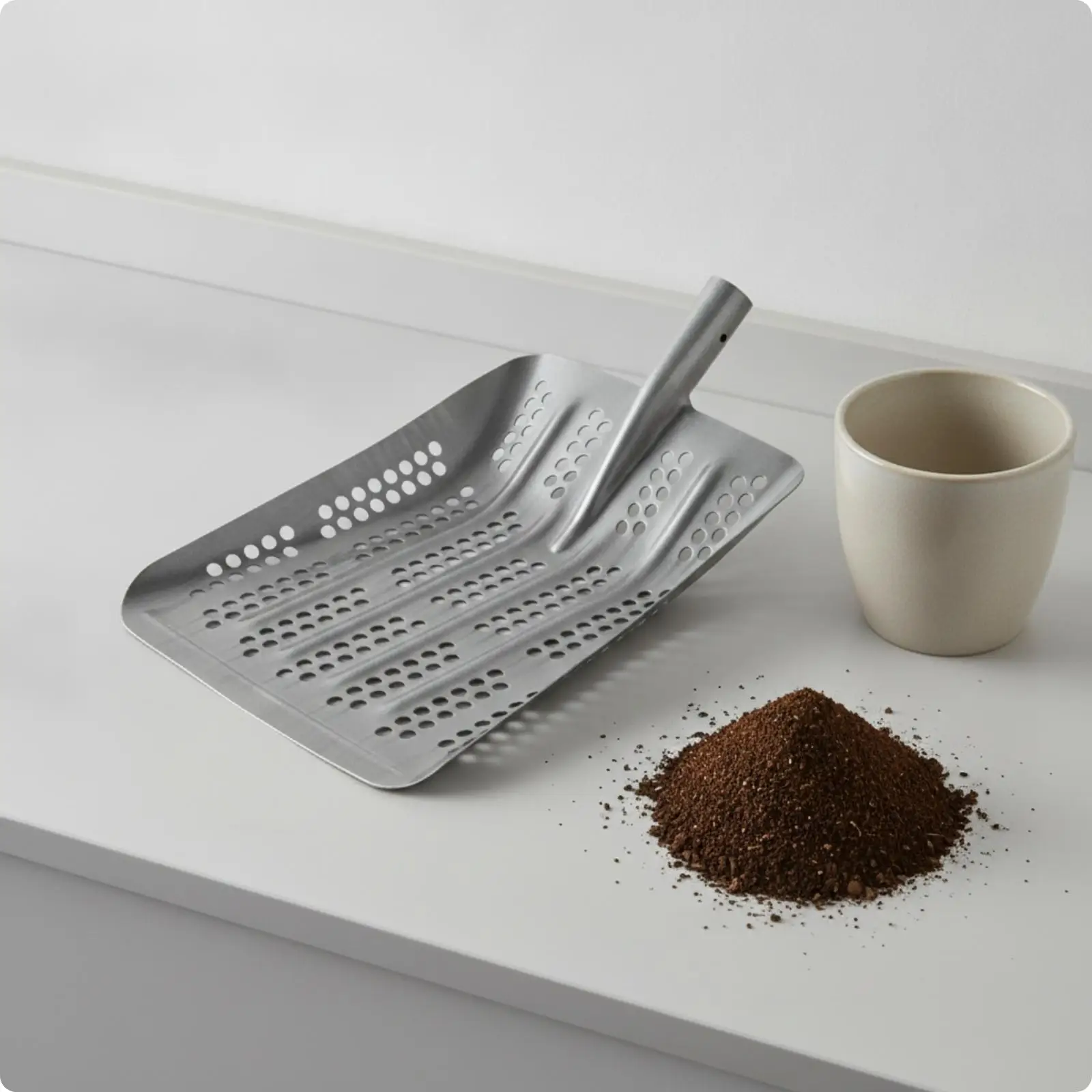 Manganese Steel Sand Sifter Shovel with Round Hole Head for Gardening Soil Rock Debris Screening Efficient Digging Tool
