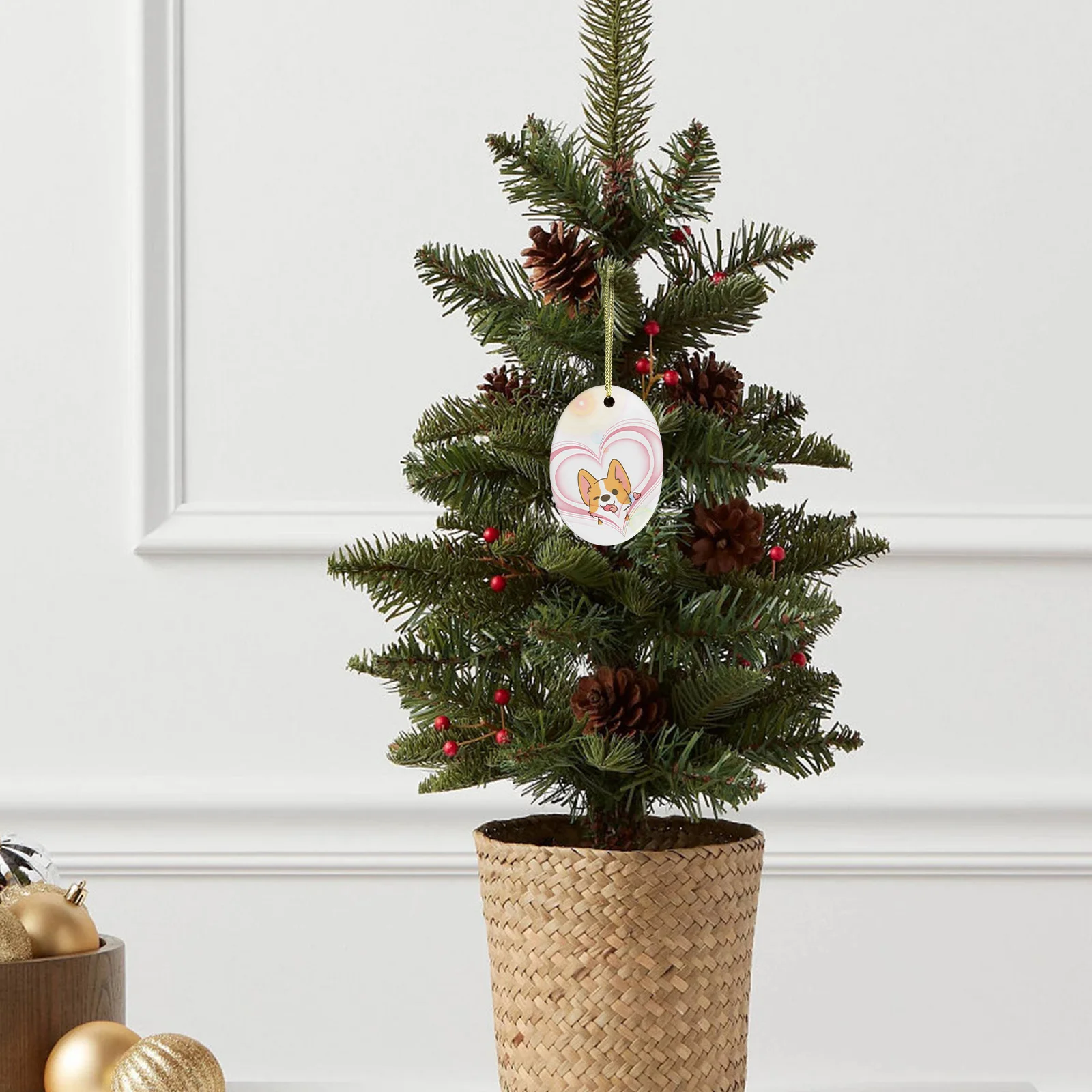 

Sublimation Ceramic Hanging Disc Ornament Heat Transfer Xmas Tree Pendant DIY Blank Sublimation Decor Christmas Party Supplies