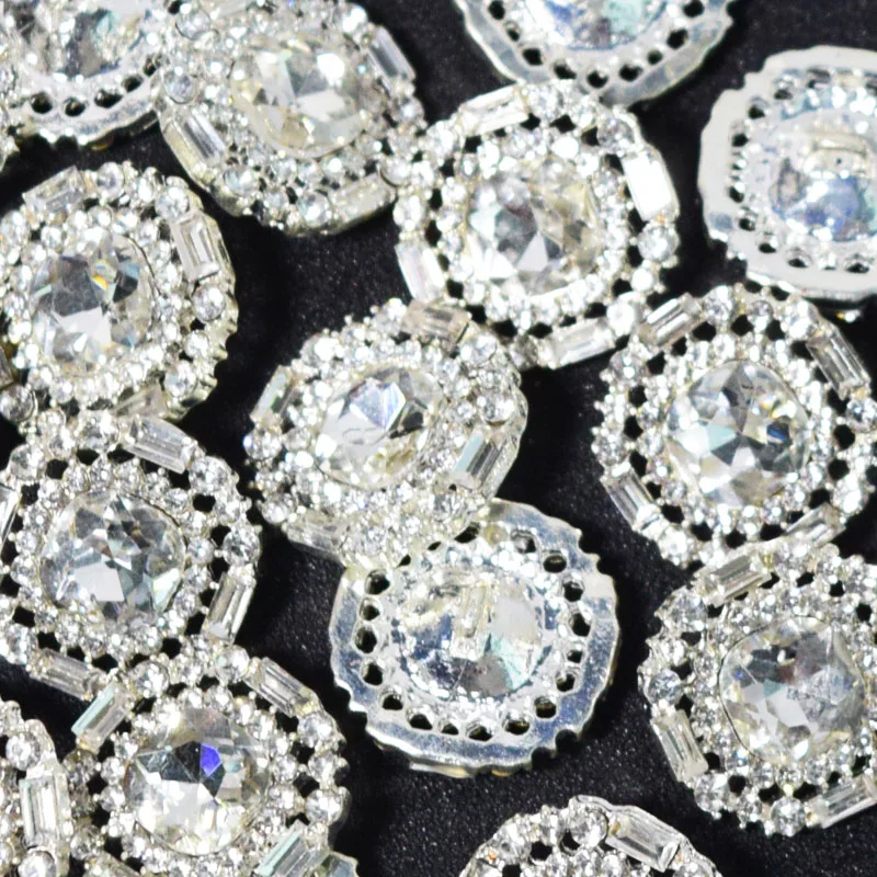 10pcs circular handicraft decorative buckles flowers rhinestone diamond alloy  button for sewing clothes