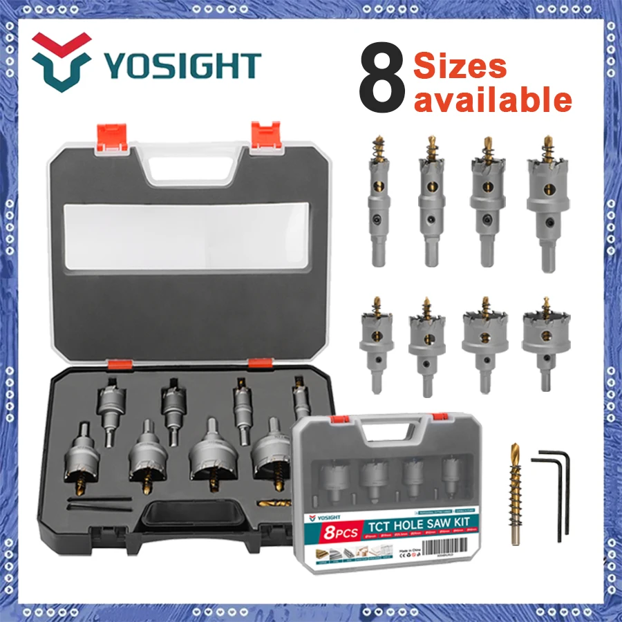 Carbide Hole Saw Kit Tipped Hole Saw Drill Bit 16-48mm Hole Saw Cutter Set for Metal Stainless Steel Iron Copper