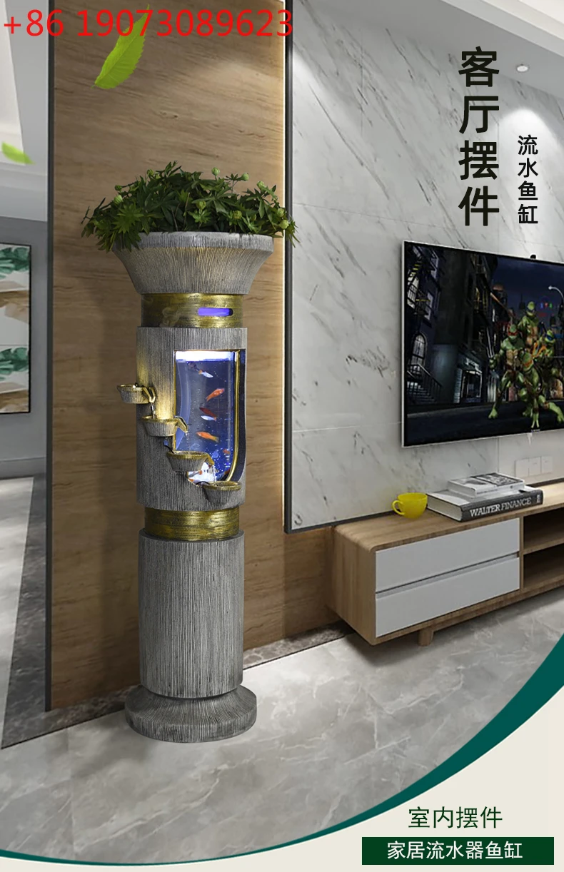 

Фонтан с проточной водой для гостиной, аквариум, современный светлый роскошный декор для дома, тумба под телевизор