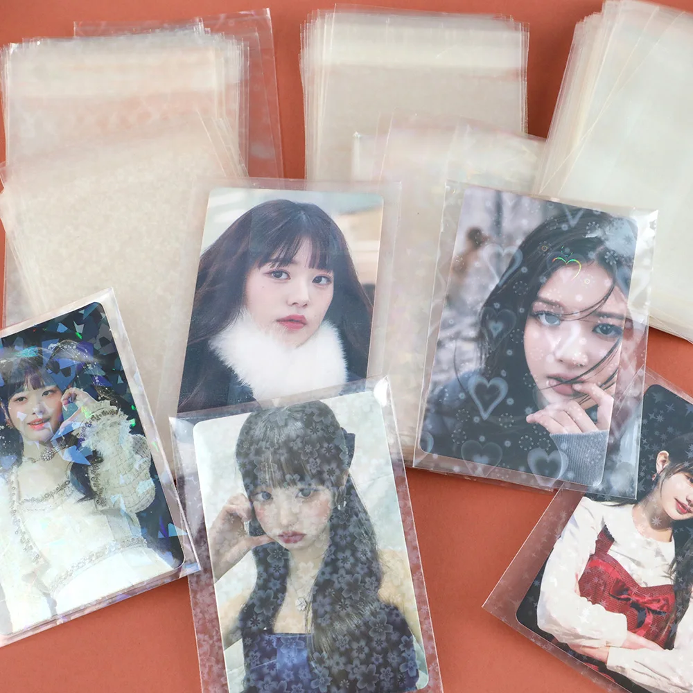 50pcs Transparent Photo Protector Sleeves Holographic Card Cover Idol Photo Storage Bag Card Film Photo Card Packing Supplies