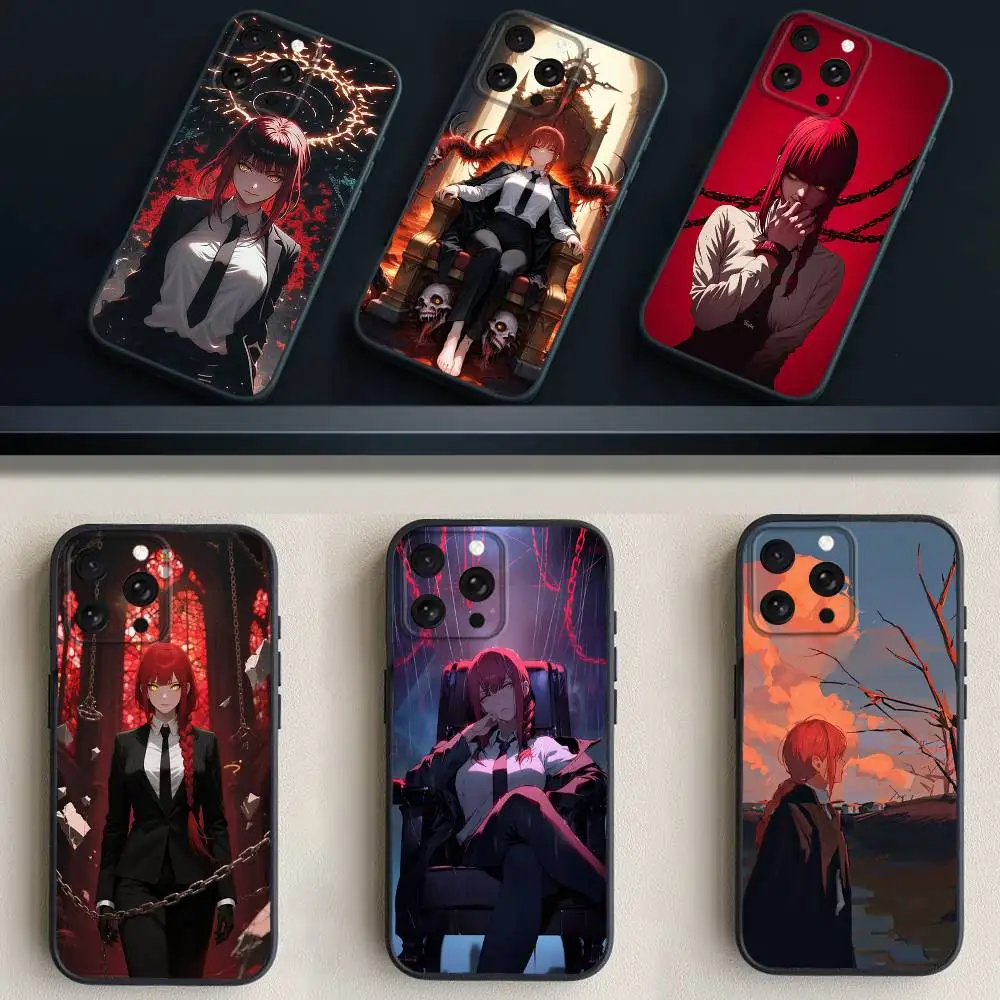 

Чехол для телефона M-MakimaES для iPhone 17,16,15,14,13,12,11 Plus,Pro Max,XS,X,XR,SE,Mini,8,7,мягкий силиконовый черный чехол