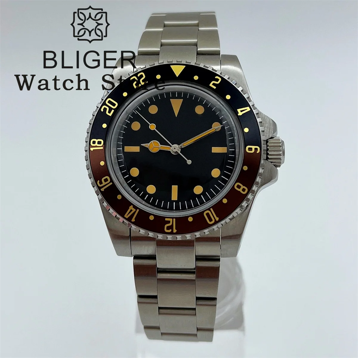 BLIGER New 40mm Vintage Diver Watch For Men NH35 PT5000 Automatic Mechanical Wristwatches Domed Glass Luminous Waterproof 200m
