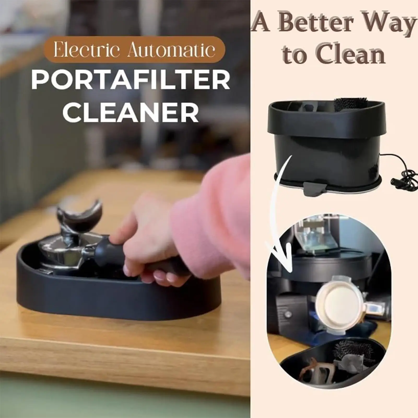 

Coffee Portafilter Cleaning Kit Machine Clean Set Include Brush Holder Cafe Grounds Wine Barrel Bar Kitchen Accessories