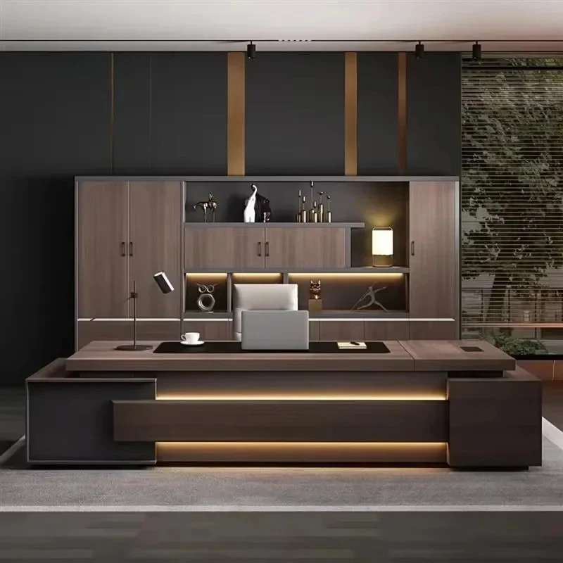 Commercial Modern Office Desks for Company Large Capacity Single Wooden Desks Light Luxury Multifunctional Office Desk for Study