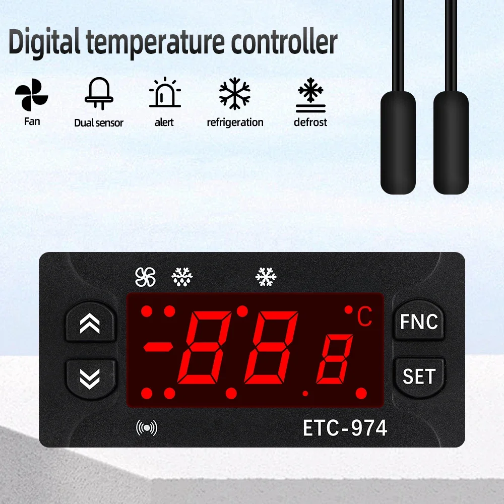 ETC-974 220V LED Temperature Humidity Controller Refrigeration Digital Temperature Controller