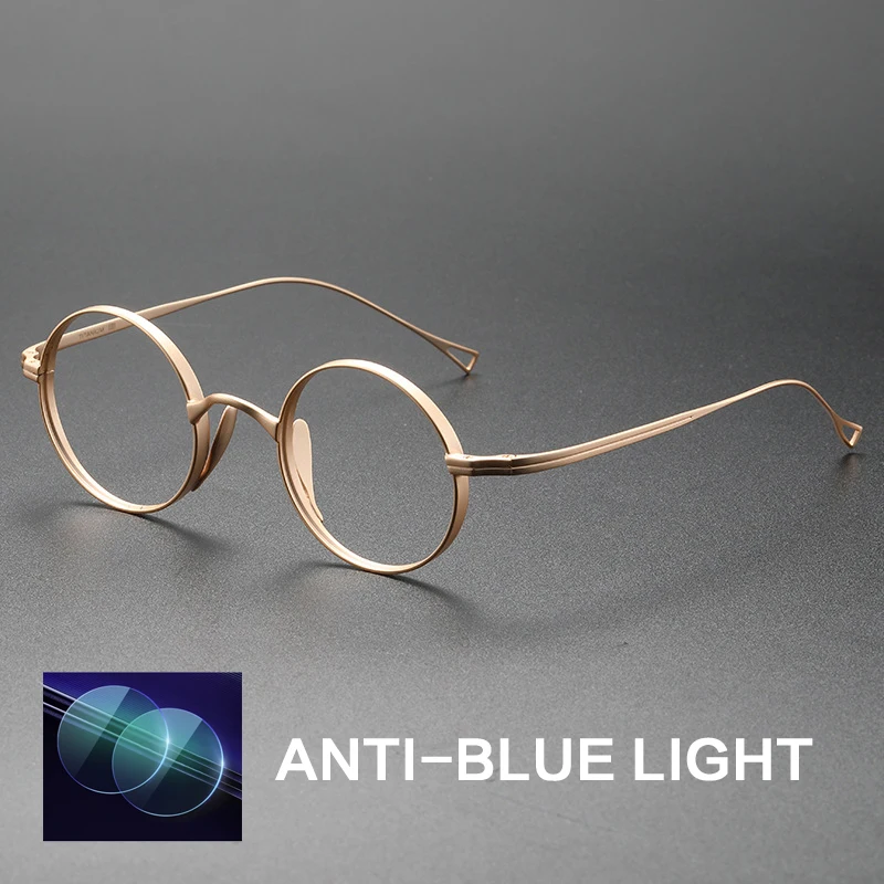 Dsnietp Vintage Titan Lesebrille Männer Runde Photochrome Anti Blau Licht Brillen Rahmen Myopie Kleine Brillen 4