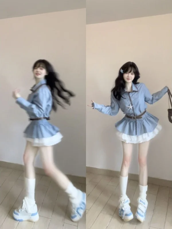 

Модная корейская полосатая свободная рубашка с длинным рукавом для женщин, удобный повседневный топ для молодых девушек