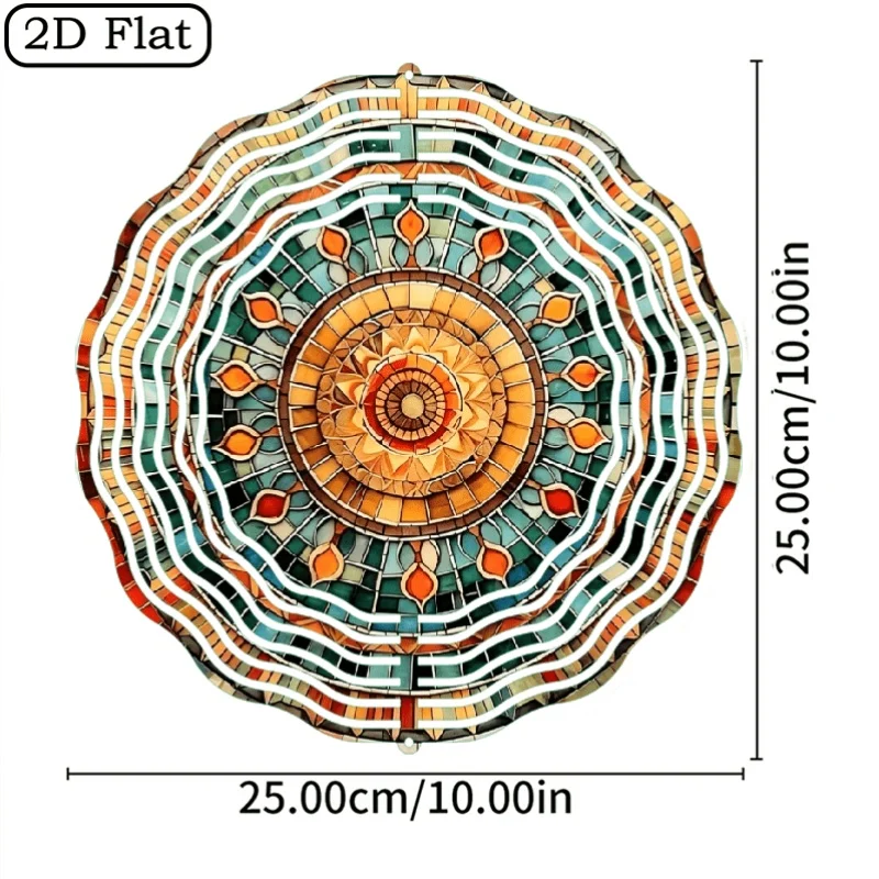 2D Flat 10 Inch Mandala Wind Spinner - 360 Swivel Iron Art for Garden Patio Yard Mother Day Graduation Housewarming Gift