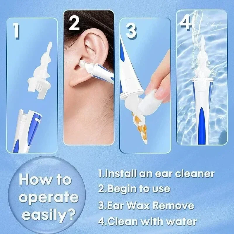 New spiral silicone ear scoop, convenient and safe ear cleaner set, specialized tool for household rotating ear canal cleaning