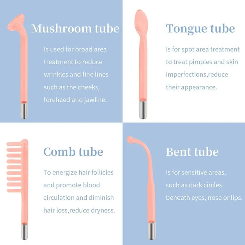 Portable Handheld High Frequency Skin Therapy Wand Machine for Acne Treatment Skin Tightening Wrinkle Reducing 3