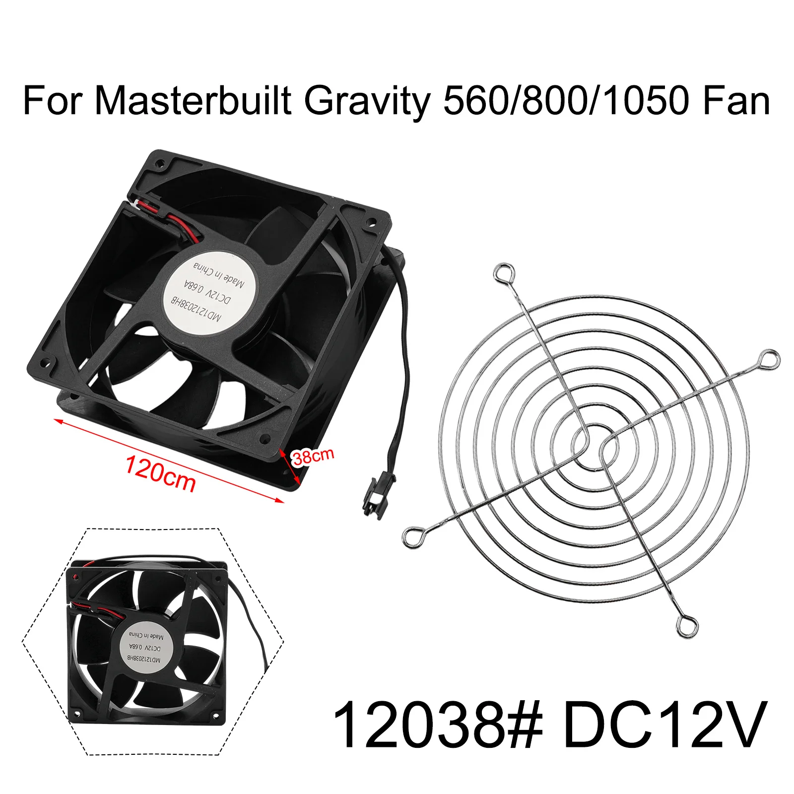 12V DC Cooling Fan Replacement For Gravity Series 560 800 1050 XL Digital Charcoal Grill BBQ Parts Black Plastic