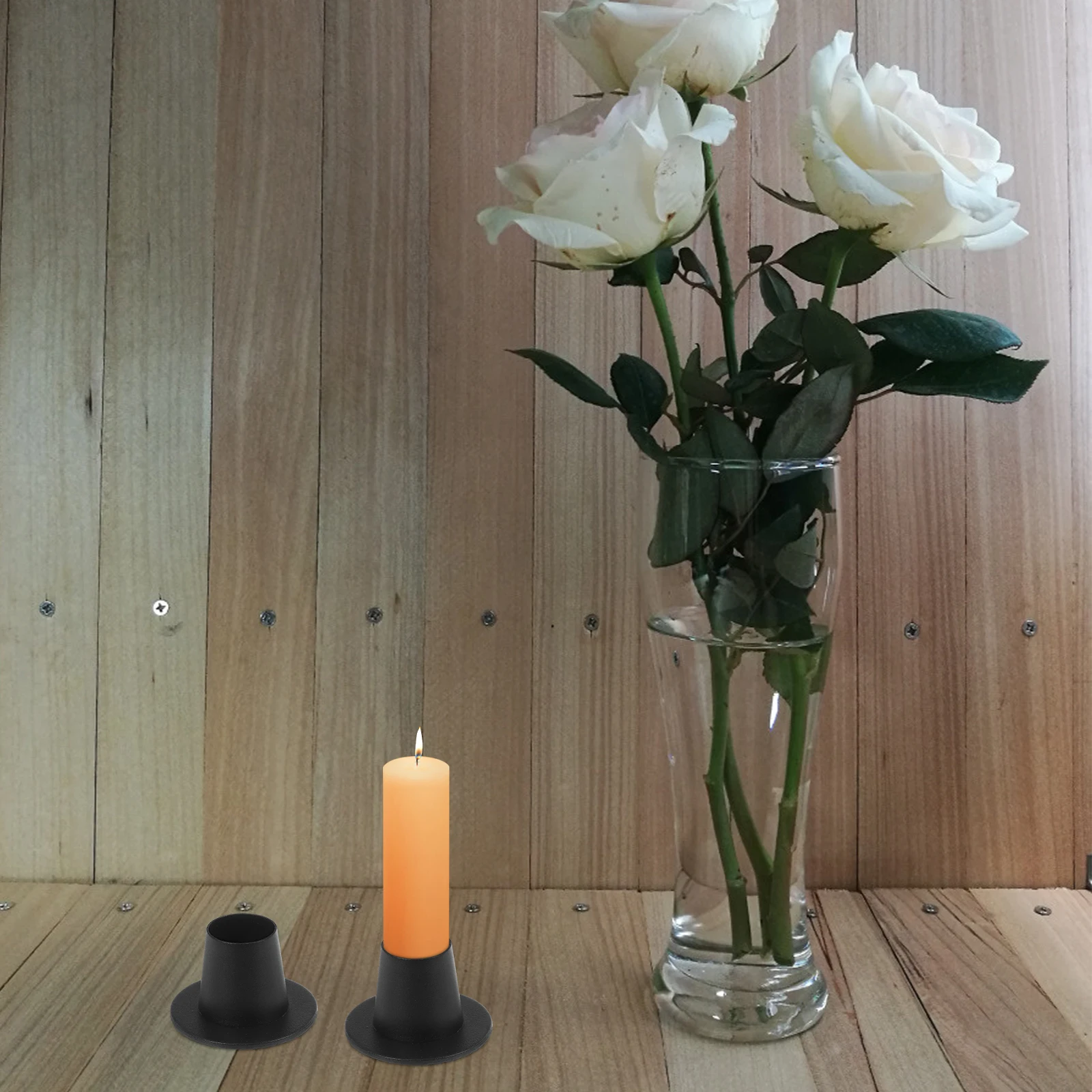 

2 pcs Black Iron Holder for Decorative Taper C Small C Holder Wedding Table Centerpiece Home Decor