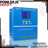 POWLSOJX controlador de carga Solar MPPT, 60A/80A/100A, Compatible con baterías de 12/24/36/48V, soporte para múltiples baterías