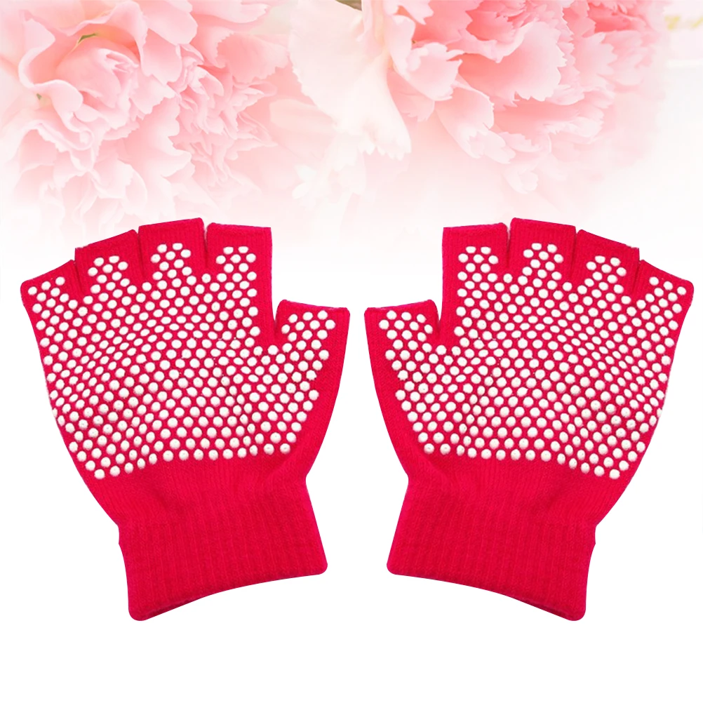 

Non-slip Workout Gloves Half Finger Cotton Gloves Machine Comfortable Knitted Gloves for Yoga Sports(Rosy)