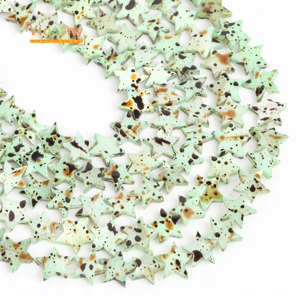 10mm Natural Shell Beads Green Pentagram Shell Beads For Jewelry Making Diy Necklace Accessories Loose Beads 15inch