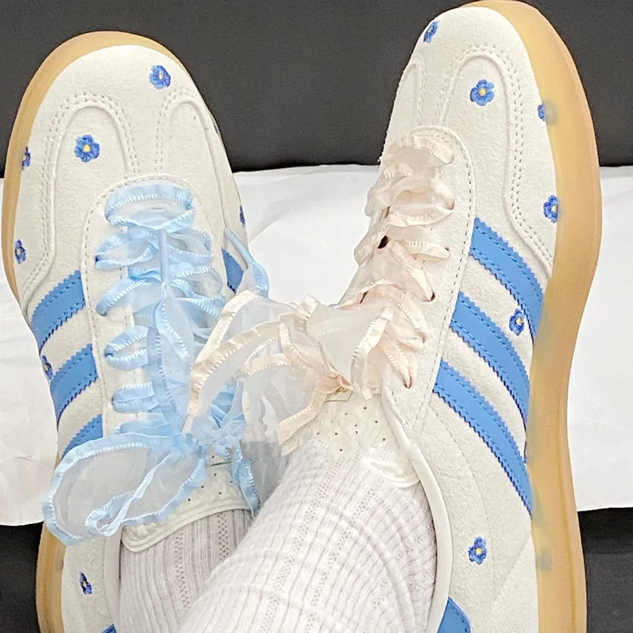 120 cm Length 4cm Wide Frill Organza Shoelaces Chiffen Yarn Bow Laces Trend Beauty White Casual Sneaker DE Training Shoes Laces