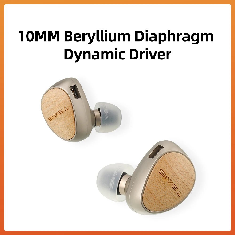 SIVGA Que 10mm Beryllium Diaphragm Dynamic Driver Earphones High-fidelity In-ear Wired Earbuds White Maple Wood Music Earpieces