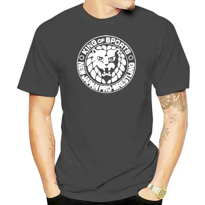 Round Collar Short Sleeve Oversized New Japan Pro NJPW Logo Martial Arts Men's Black T-Shirt Size S-5XL streetwear heavyweight image 3