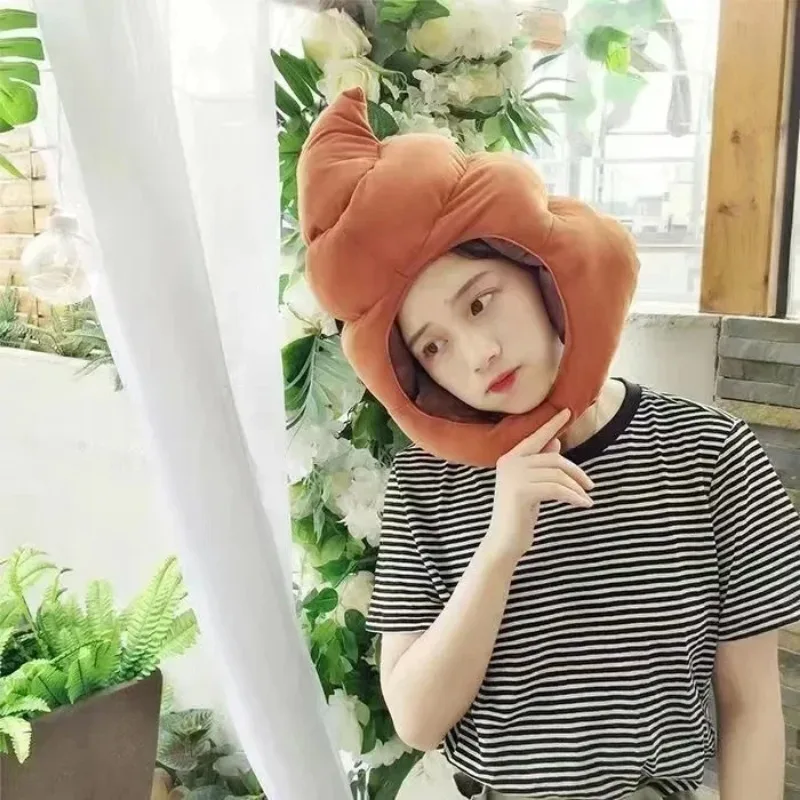 Topi lembut bentuk kotoran lucu kreatif mainan boneka topi tutup kepala penuh kotoran palsu lucu lucu Cosplay hadiah pesta foto propscreatif lucu