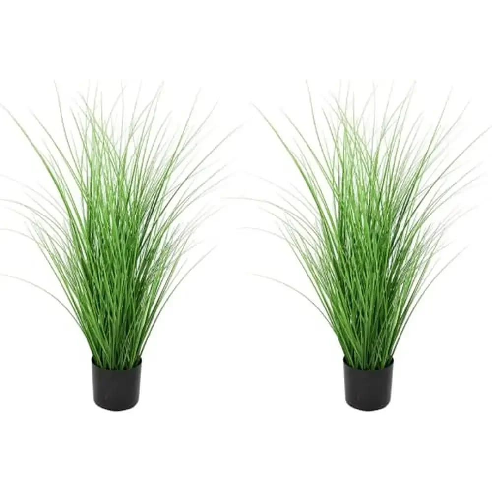 

Artificial Grass Plants Set of 2 Potted PVC Plastic Planter Home Office Garden Decor Durable Weather Resistant Faux Topiary Gift
