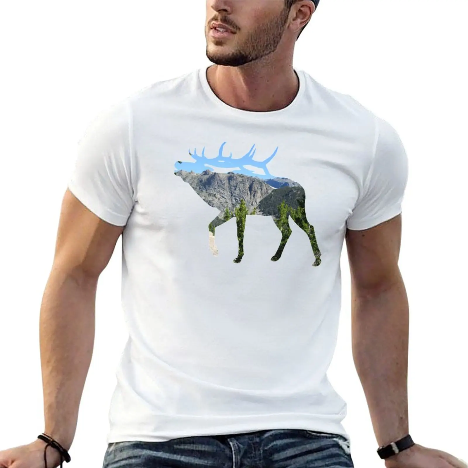 Elk T-Shirt Work Outdoor T-Shirt for Men