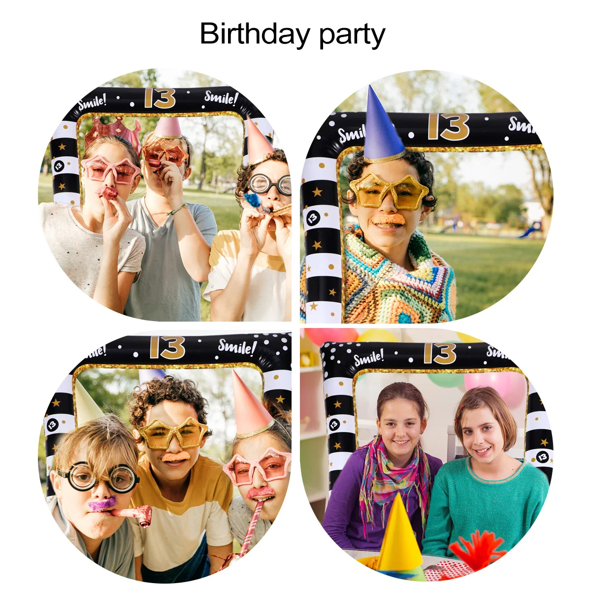 

1Pcs Birthday Inflatable PVC Photo Frame Festival Party Supplies Lightweight Birthday Photo Props Party Props for Age 13