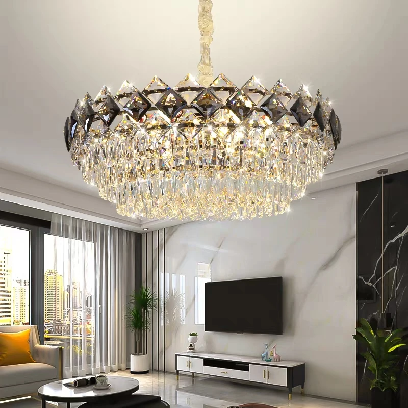

Luxury Postmodern Crystal Chandelier For Living Room Kitchen Table Round Oval K9 Crystal Ceiling Pendant Lamp Light Fixture