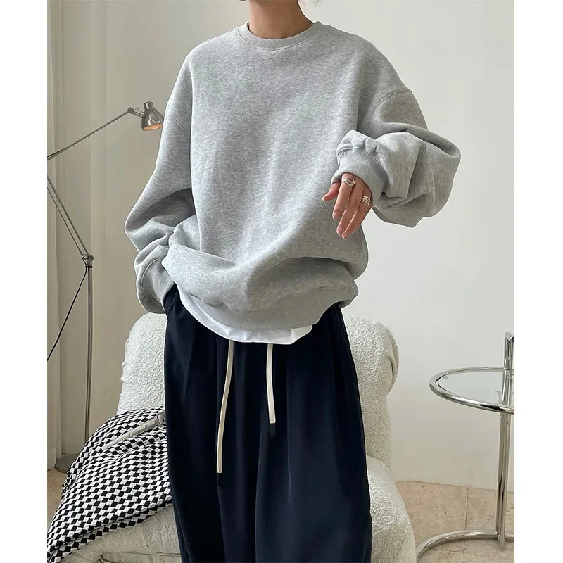 Autumn And Winter New Korean Chic Lazy Simple Fleece Polished Pullover Sweater Design Sense Loose Top Women Thick