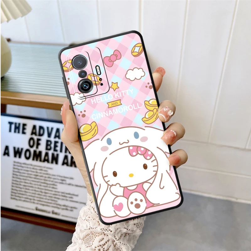حافظة لهاتف شاومي ريدمي A3X A1 + 10A 10C K40 Pro A5 9 9C A3 12C A2 + 14C 9A 13C 9T K80 A4 غلاف ناعم كارتون ثلاثي هالو كيتي