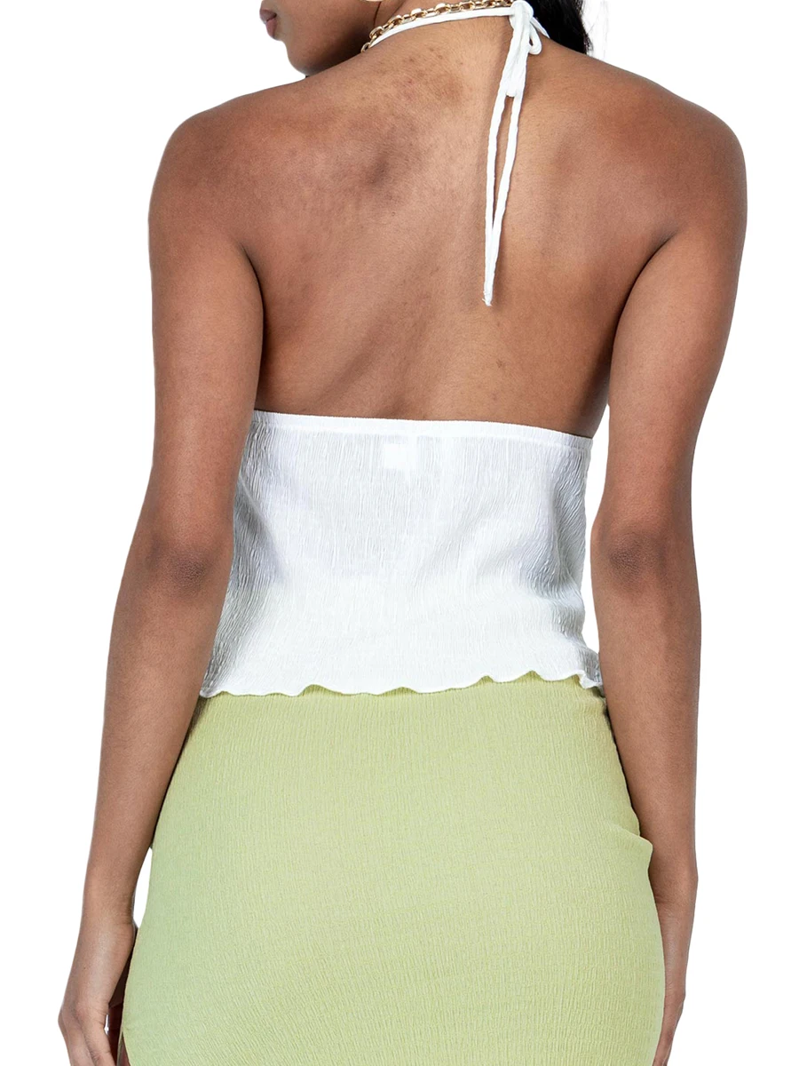 توبات نسائية بدون أكمام مفتوحة من الأمام عارية الذراعين ، توبات قصيرة مثيرة برقبة طويلة ، ضمادة أحادية اللون ، ملابس نادي الشارع الشهير ، الصيف ، Y2K