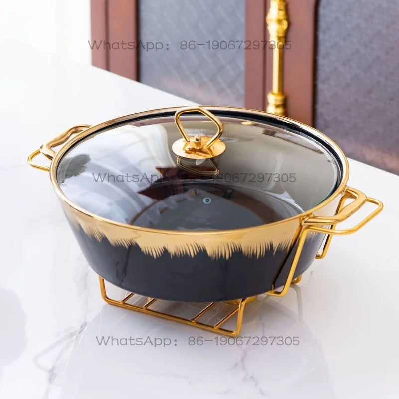 Hotel Clubhouse Candle Heating Tableware Household Alcohol Stove Round Ceramic Dry Soup Pot