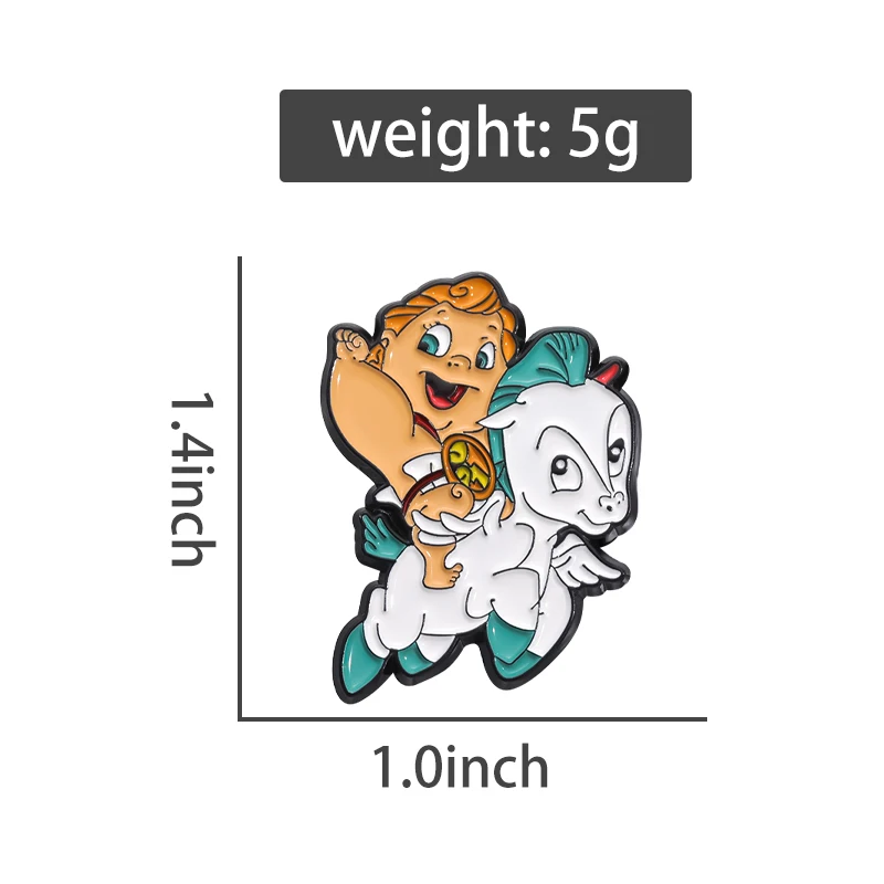 Creative Cartoon Hercules Baby Enamel Pins Cute White Pegasus Knight Metal Brooch Badge Trendy Fun Lapel Jewelry Gift For Kids