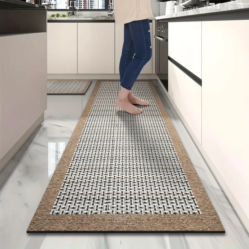 Lange, imitierte, gewebte Küchen-Fußmatten, Kieselalgen-Schlamm, bedruckt, rutschfeste Matten, saugfähige Badezimmermatten, Fußmatten, Restaurantmatten – Detail 6
