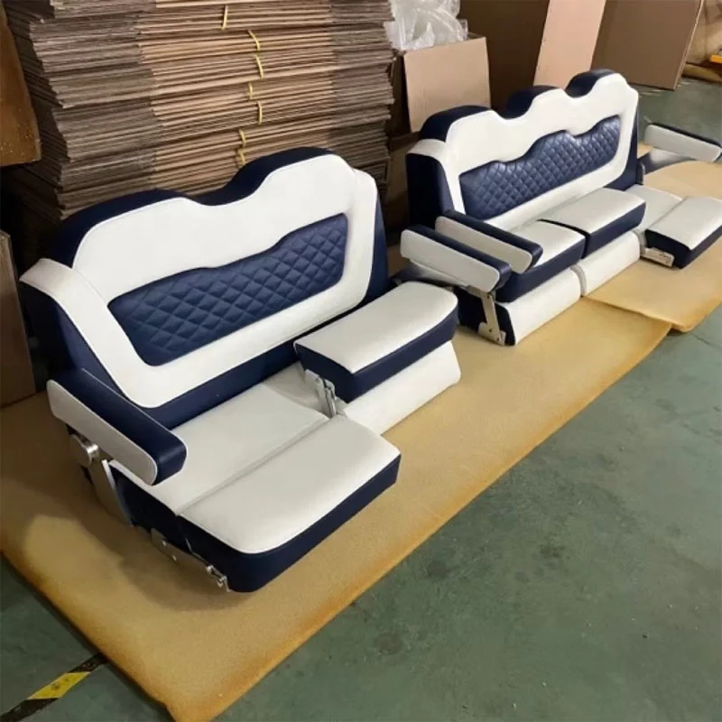 Airow auto FEITINE Customized Color Yacht Deluxe 3-seater Bench Seat Foldable Marine Bench Boat Seats for Pontoon Boat