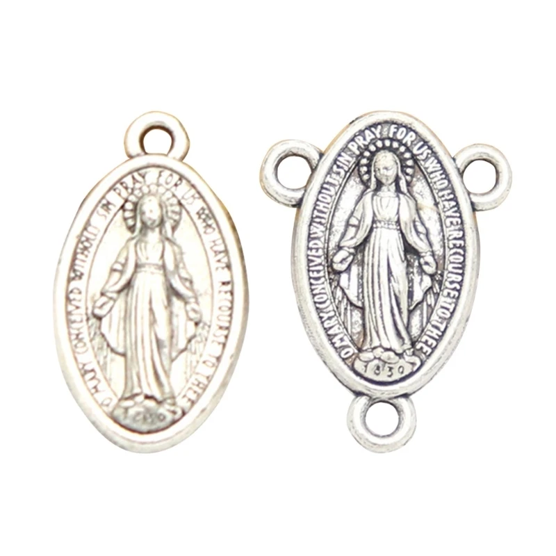 10pcs Virgin Mary Medal Pendant Oval Shaped Medal Pendant Catholic Charm Jewelry for Bracelet Necklace Jewelry Making