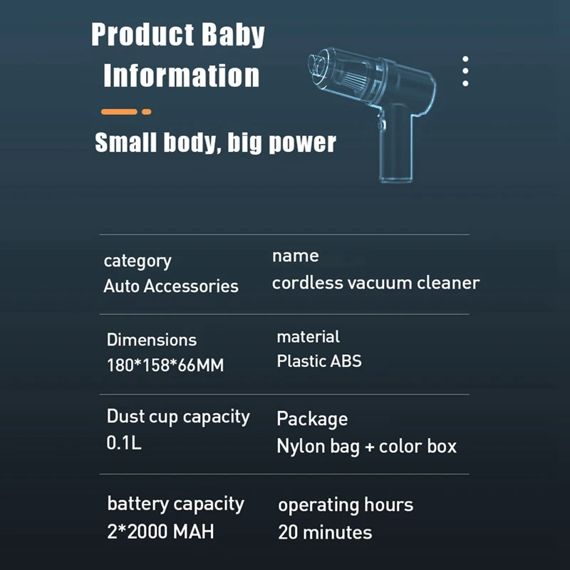 Aspirador sem fio para carro, sucção forte, portátil, molhado, seco, uso para casa, escritório, limpeza, animal de estimação, 80000Pa
