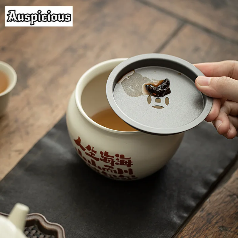 450ml Retro Grass Wood Ash Jianshui Traditional Tea Wash Writing-brush Washer Tea Garbage Can Chaxi Kung Fu Teaset Ornaments