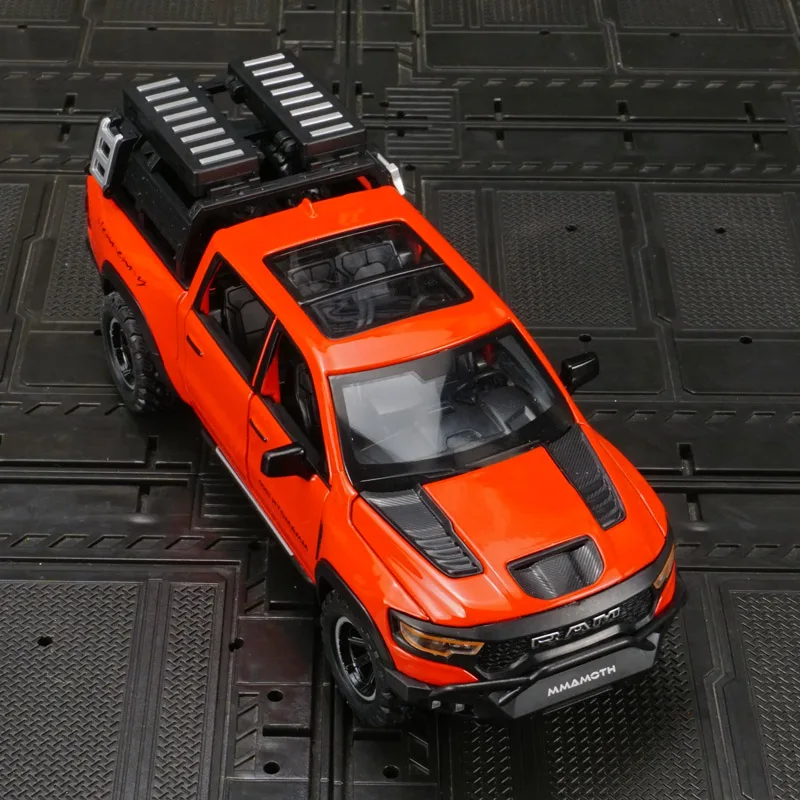 1:32 Dodge mamut pickup truck liga modelo de veículo off-road brinquedo retrátil acústico-óptico com porta que pode ser aberta