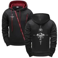 Men's Zip-up Hoodies High Quality Vintage Compass Coats All Season Daily Casual Sports Riding Coats 2025 Urban Fashion Hoody Top