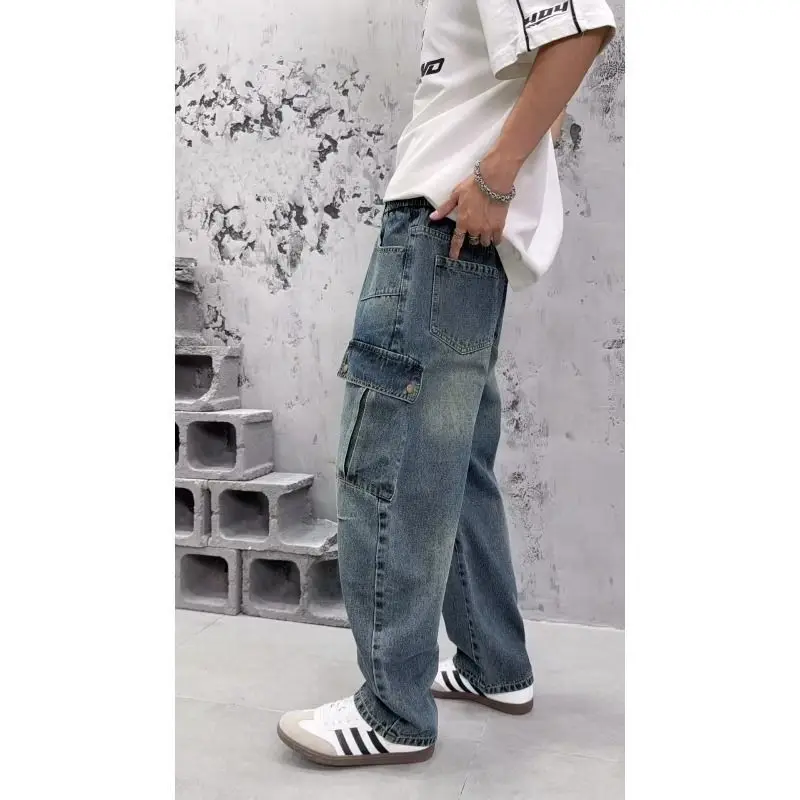 กางเกงยีนส์ทรงตรงหลวมสไตล์อเมริกันย้อนยุคแบบวินเทจ ลุคทำงานลำลอง รุ่นใหม่จาก SENSIR