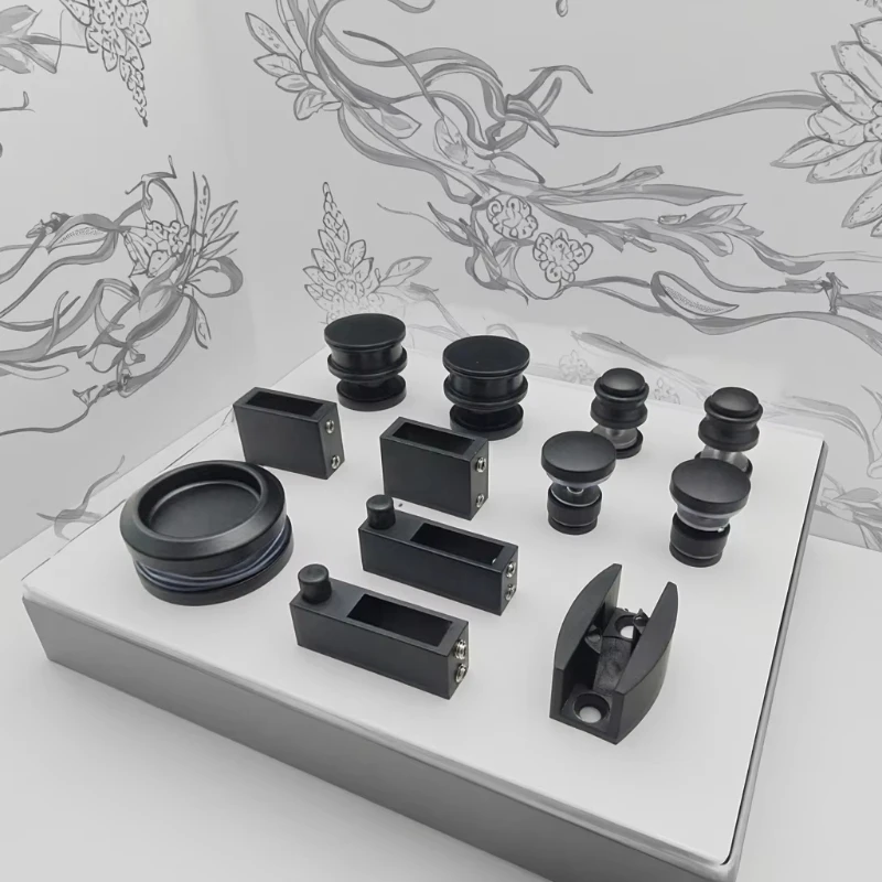 

Современная душевая кабина с черной фурнитурой из цинкового сплава, стеклянная раздвижная дверь, роликовая фурнитура, прочная стальная фурнитура для окон отелей, хит продаж