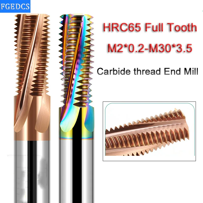 Thread Milling Cutter Solid Carbide Full Tooth Nano Coated CNC M2.5 M3 M4 M5 M6 M8 M10 M12 M14 M16 M20 M30 Thread Mill Aluminum