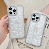 Luxury Aurora Laser Shell Pattern Glitter Diamond Case For iPhone 17 16 15 14 13 12 Pro Max 11 Bling Star Clear Shockproof Cover