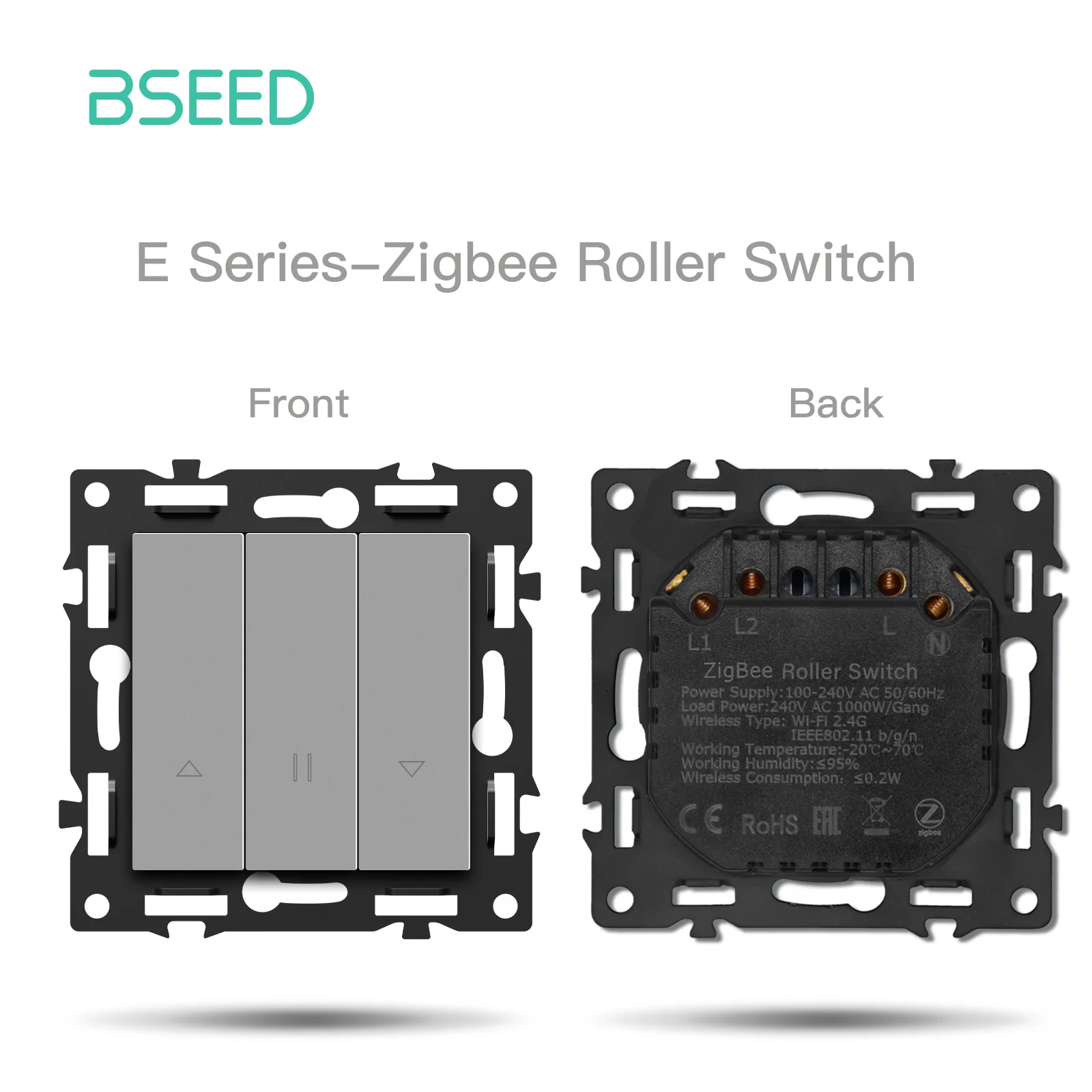 BSEED 1/2/3/4Gang Zigbee Klicken Schalter Teil Kunststoff Rahmen Smart Dimmer Vorhang Schalter Funktion DIY Teil EU Smart Steckdose Teile