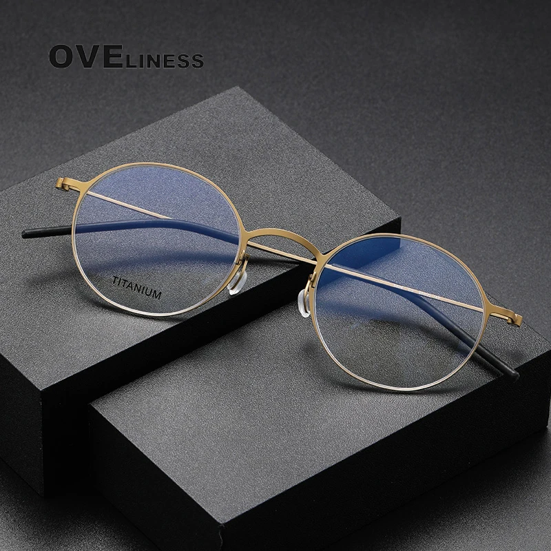 pure Titanium Glasses Frame for Men women Vintage round Myopia Prescription Eyeglasses Frames 2023 New Optical Korean Eyewear